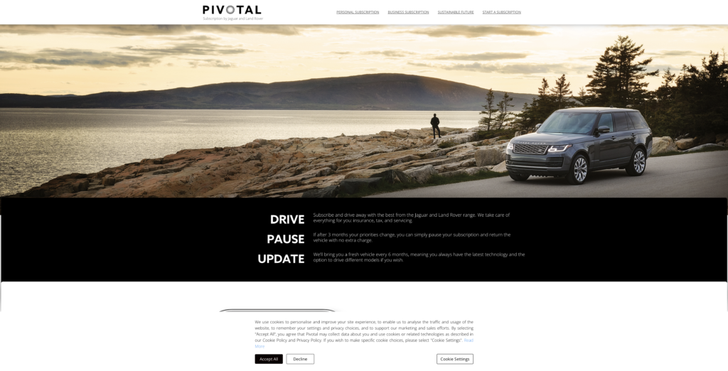 Pivotal Car Subscription Website