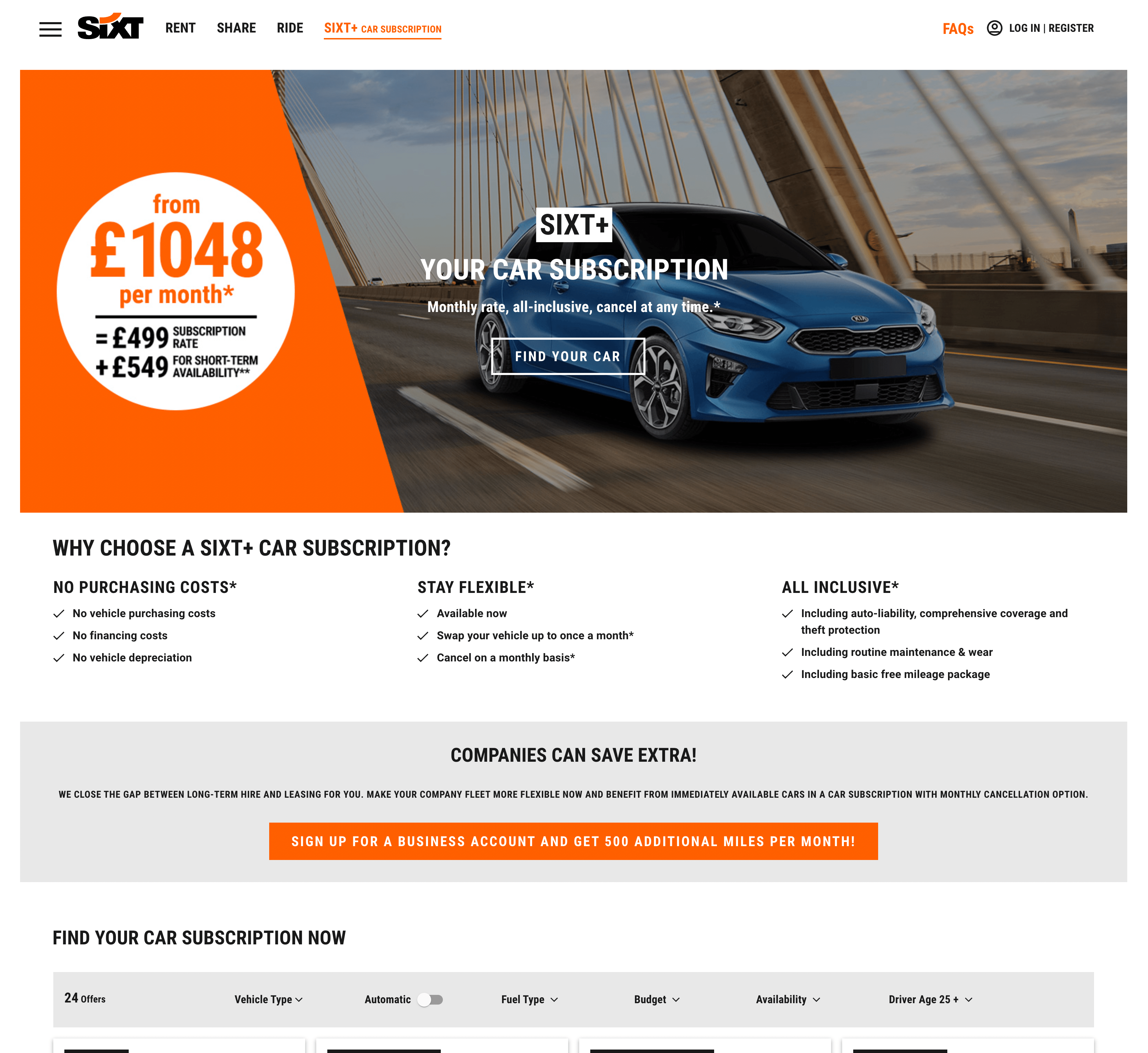 Sixt Website Screenshot