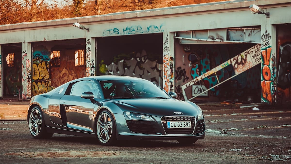 Audi R8 in a run down area
