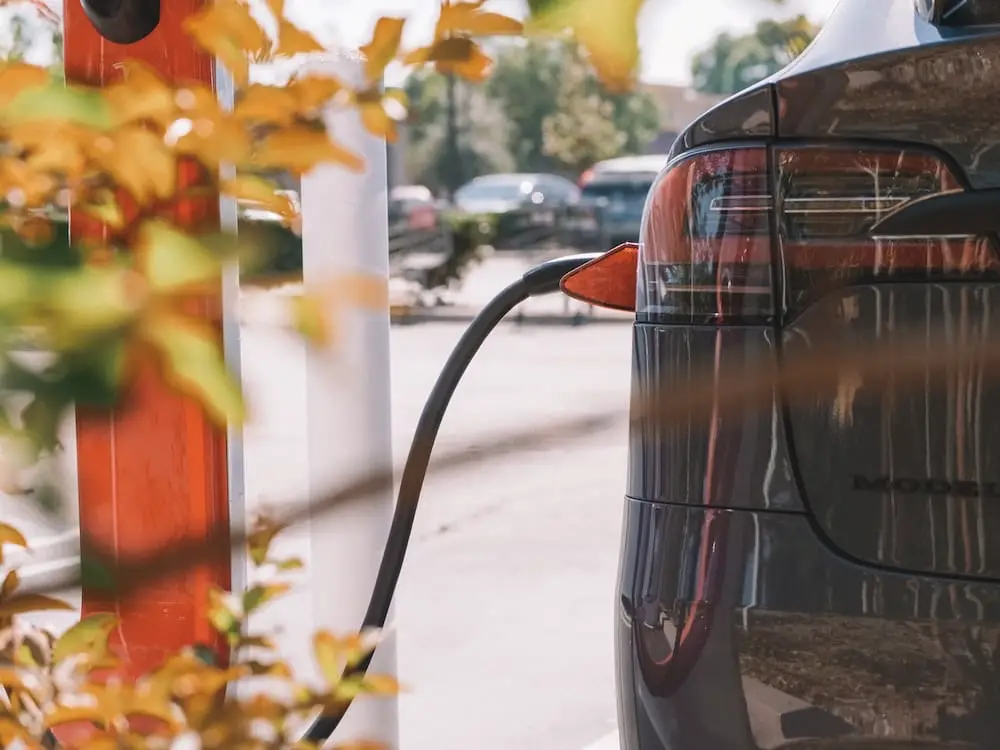Tesla on charge at a supercharger