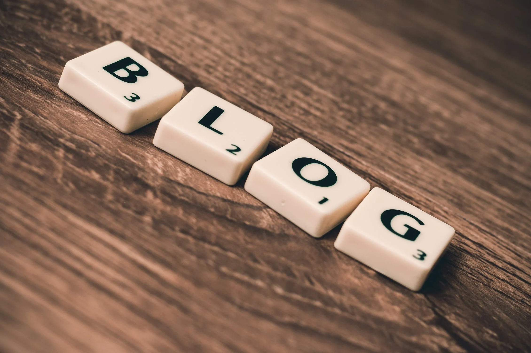 The word blog using Scrabble letters