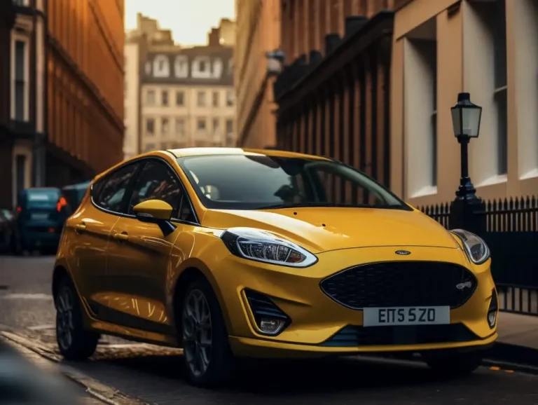 Ford Fiesta in Yellow parked in the streets of London
