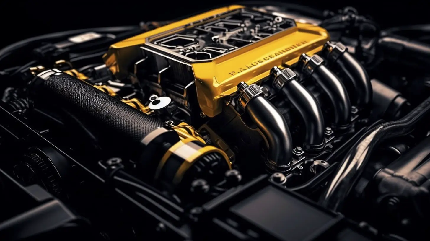 Vehicle engine with Yellow highlights