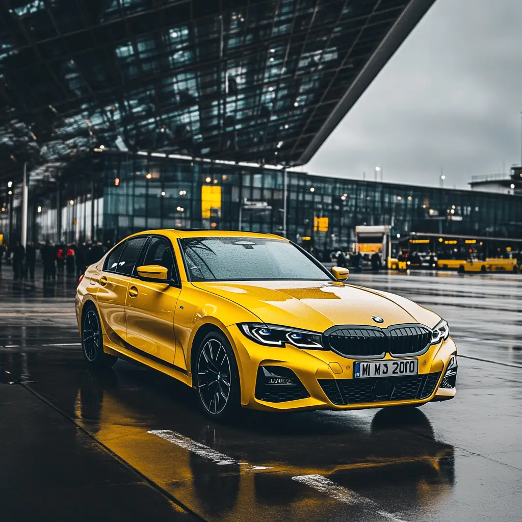 BMW 3 Series parked outside buy airport terminal