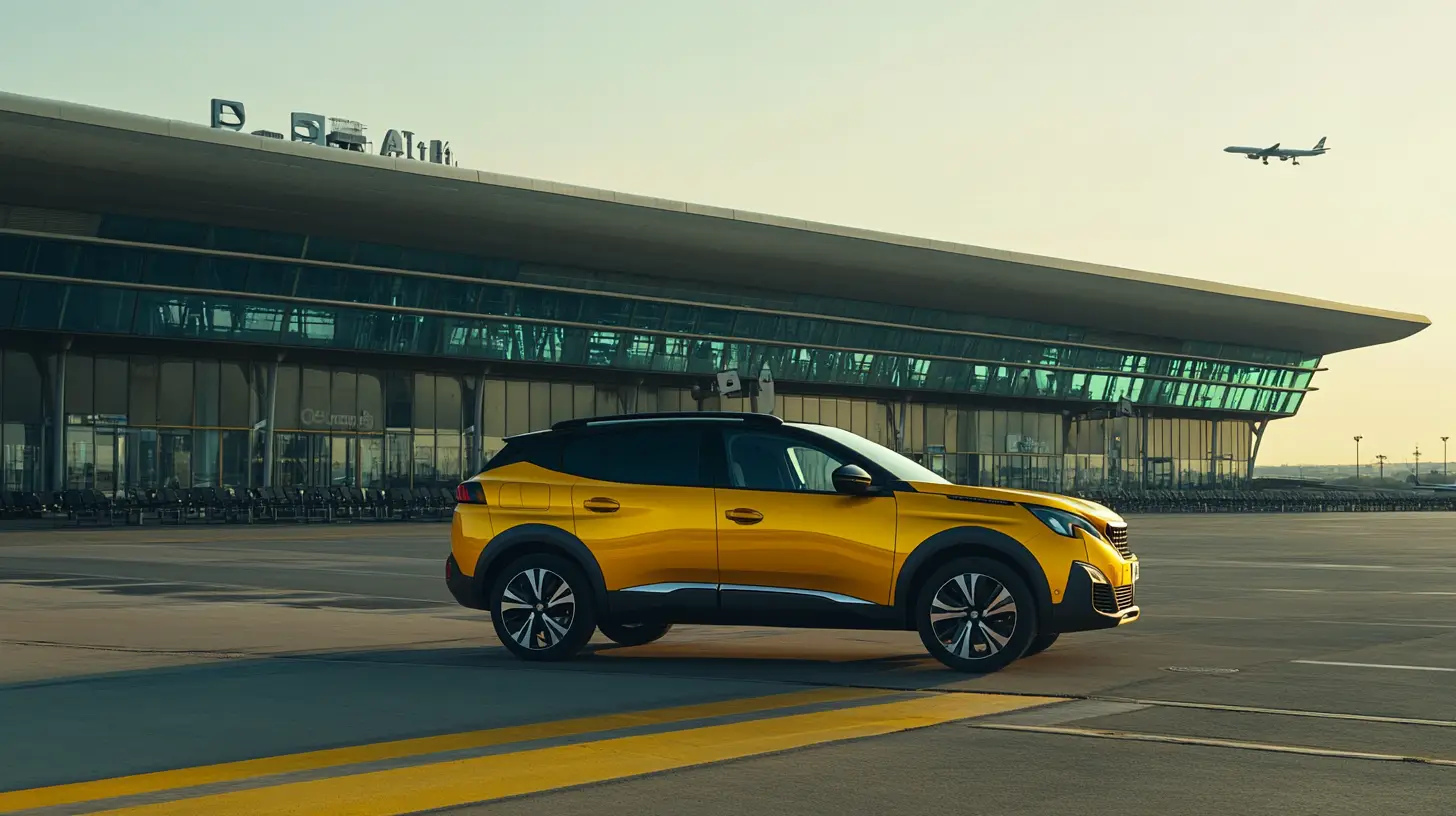 Car sat on the tarmac of an airport