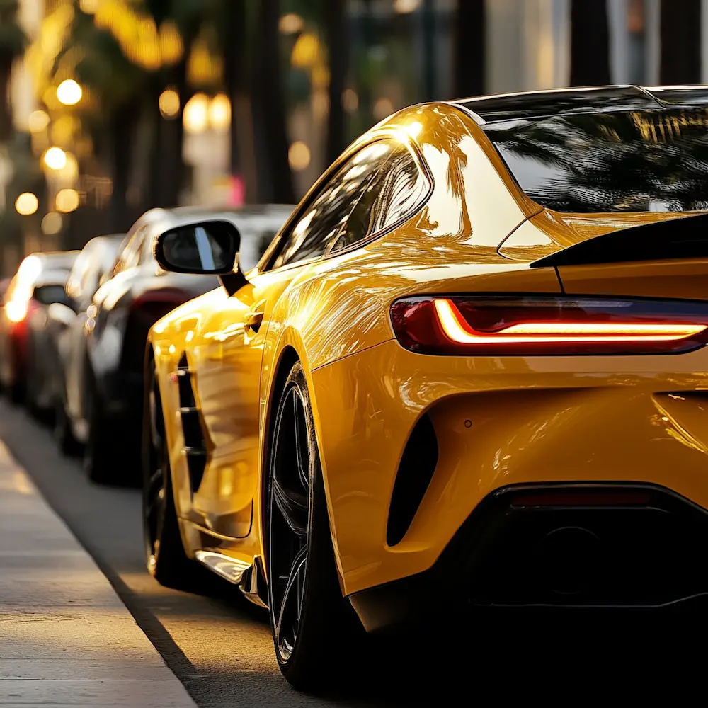 Yellow car parked on the street