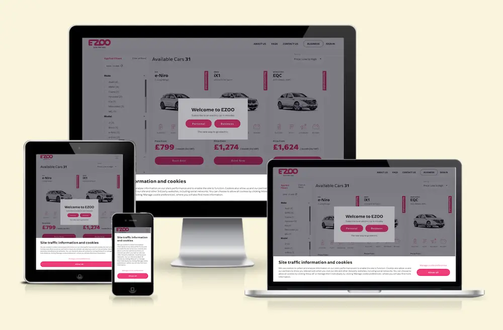EZoo Car Subscription Website Screenshot