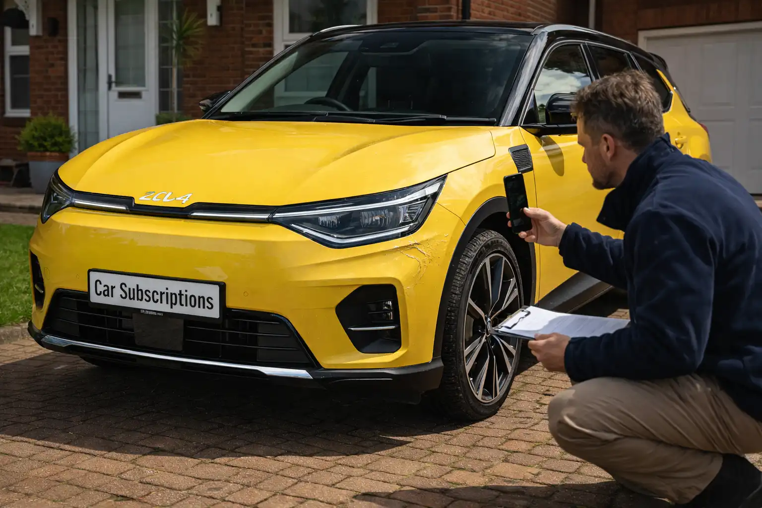 Kia EV4 being inspected for damage