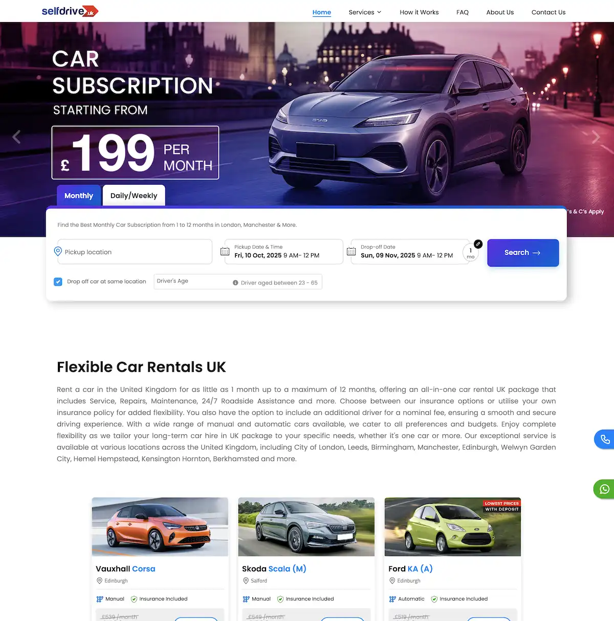 Selfdrive Website Screenshot