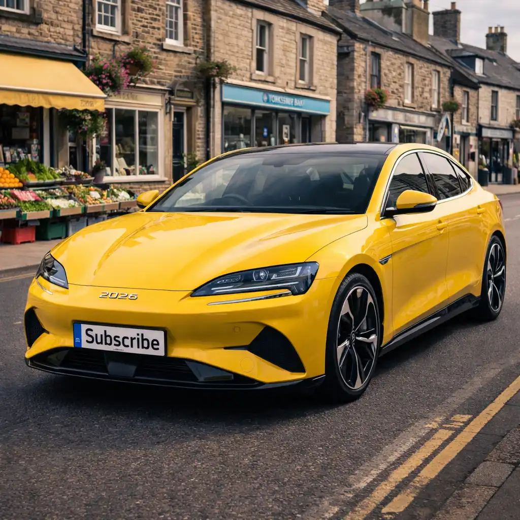 Yellow BYD parked in a Market Town