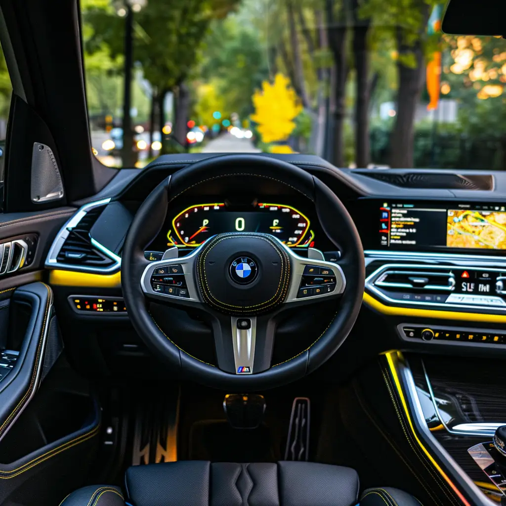 Yellow BMW X5 Dashboard